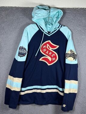 STARTER Seattle Kraken 2024 Winter Classic Blue Lace Hoodie NWT